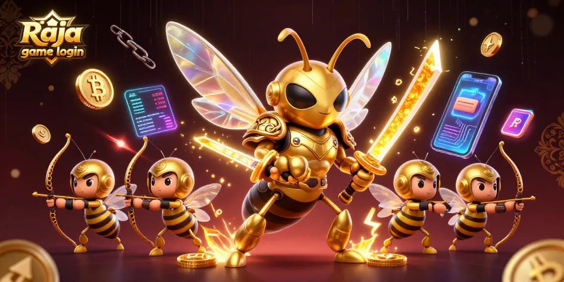 Experience seamless Raja game login with vibrant characters and dynamic casino elements in this engaging illustration.