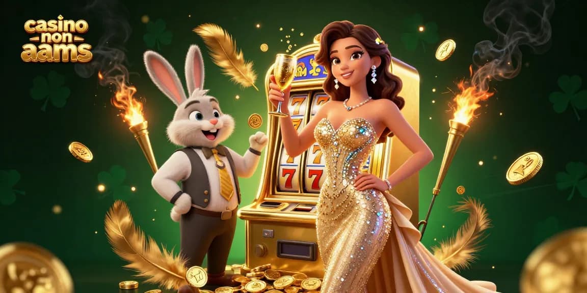 Interagisci con i casino non aams attraverso un magnifico jackpot dorato e una scena di casino.