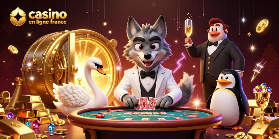 Illustrez votre aventure de jeu avec un cartoon 3D sur le casino en ligne France, inspiré de la chance et du luxe.