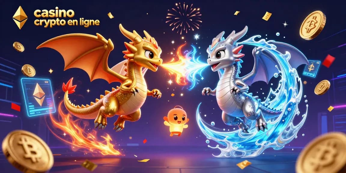 Entrez dans l'univers des jeux avec le casino crypto en ligne, dragons et cryptomonnaies s'unissant pour vous divertir.