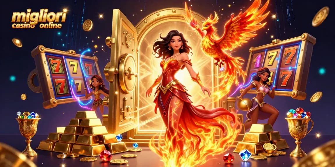 Esperienza l'emozione dei migliori casino online con questa dinamica illustrazione 3D ricca di elementi casino.