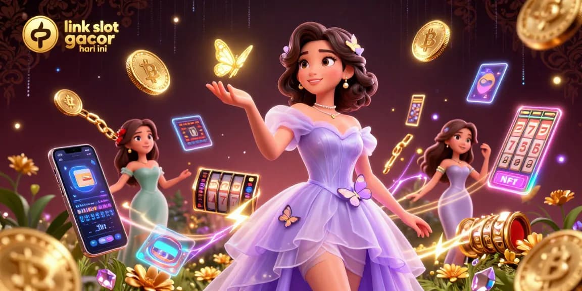 Rasakan kegembiraan bermain dengan link slot gacor hari ini, menampilkan ilustrasi menakjubkan tentang slot dan elemen crypto.