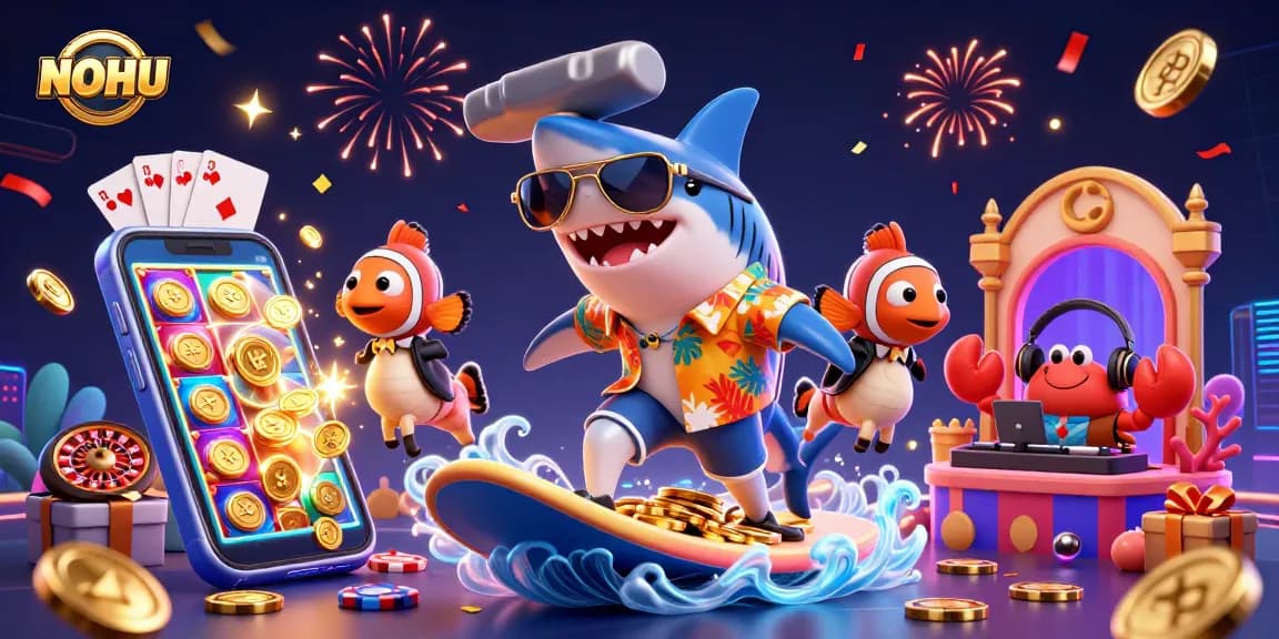 Engage in thrilling gameplay action at NOHU with a vibrant casino scene filled with excitement.