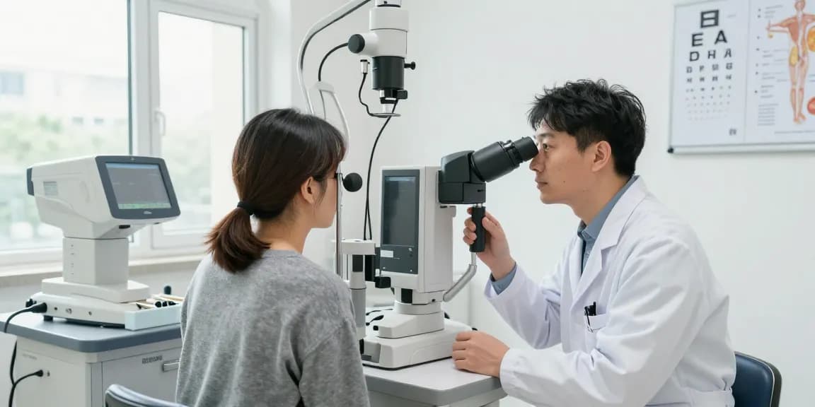 Ophthalmologist performing advanced eye examination at SNU Eye Clinic for lasek bródnowski mapa treatment.
