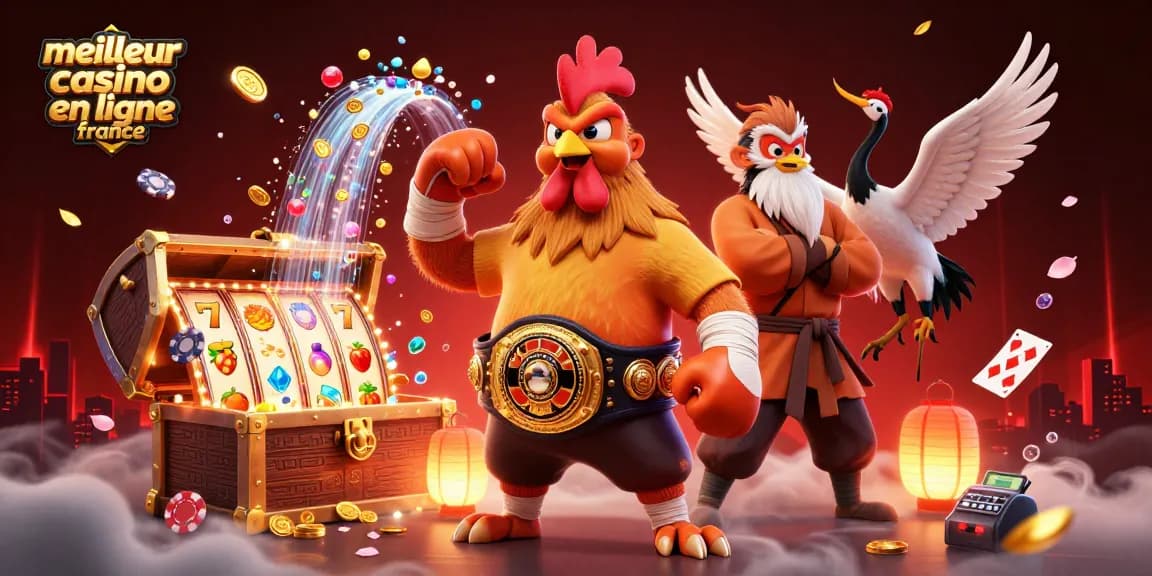 Découvre le meilleur casino en ligne France avec ce design 3D vibrant illustrant des jeux de casino et personnages captivants.