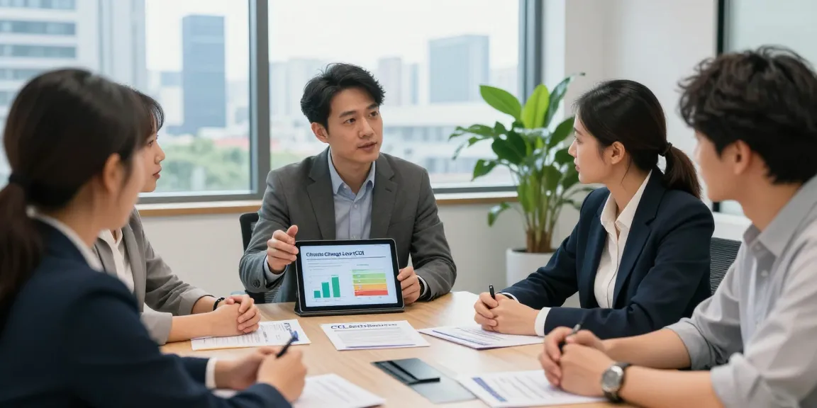 Business owners discussing ccl rates 2026 with an expert in a modern office setting.