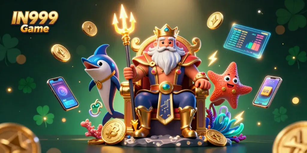 Engage in IN999 Game with vibrant casino elements showcasing crypto themes and colorful characters.