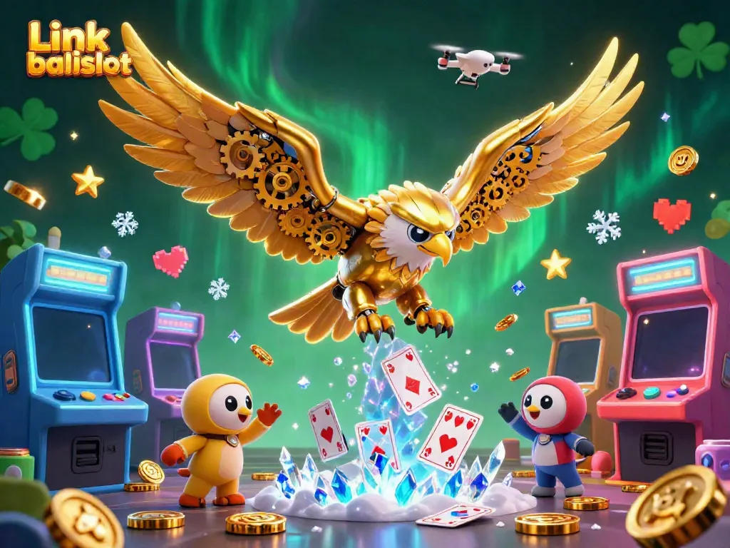 Engage with Link balislot through a vibrant 3D illustration showcasing exciting casino elements.