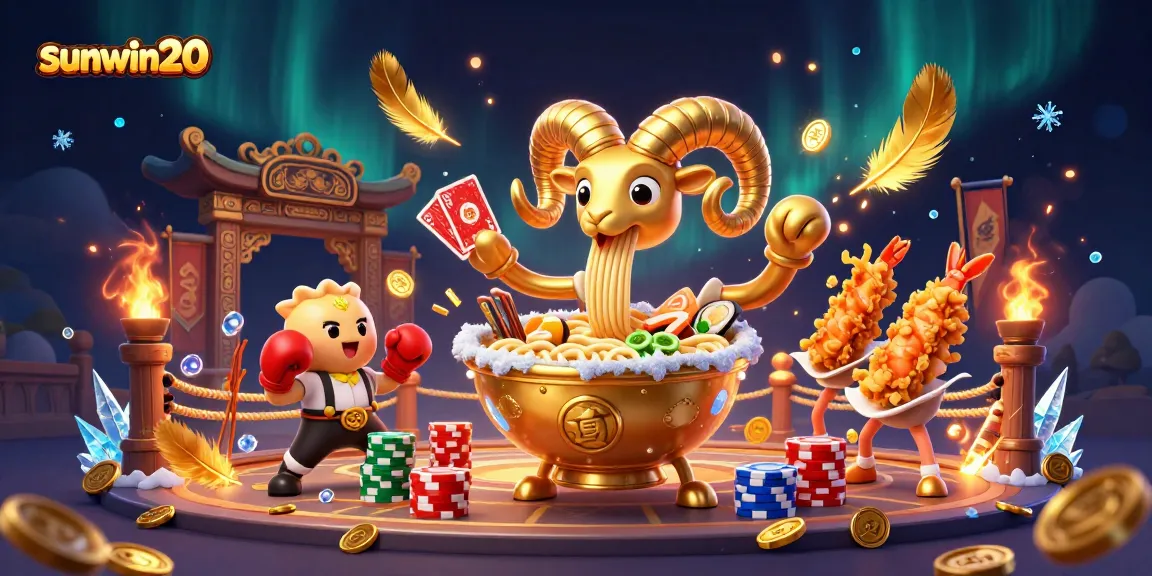 Experience thrilling gambling with sunwin20 portrayed through an energetic 3D cartoon scene.