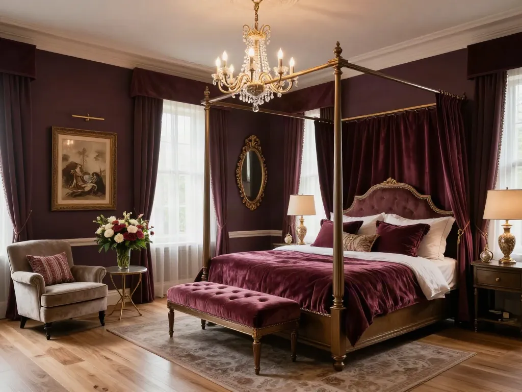 Luxurious ROKOK88 super bedroom design with opulent decor, elegant lighting, and rich textiles.