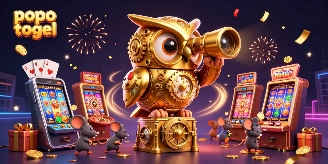 Experience the thrill of popo togel as the golden owl watches over lively slot action.