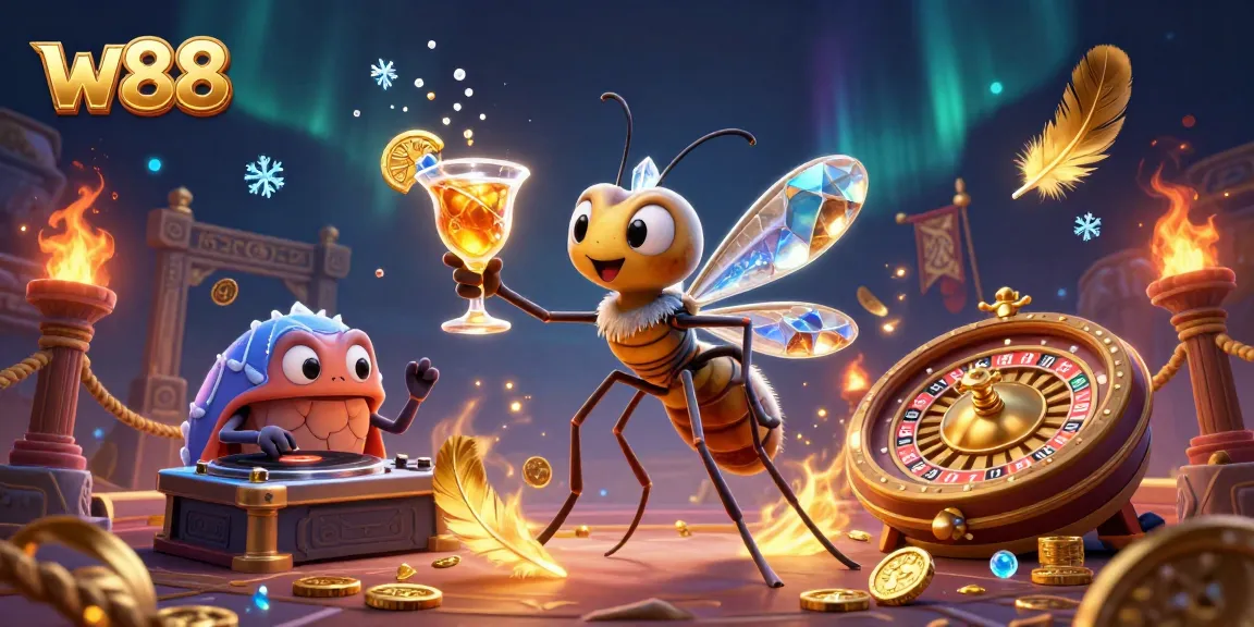 Cá cược w88 với hình ảnh sống động của mascot và các yếu tố may mắn, mang lại trải nghiệm thú vị.