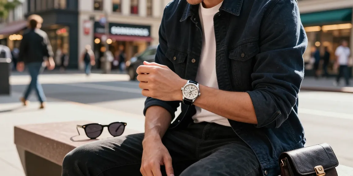 Showcasing high-quality clone watches with a stylish urban backdrop, highlighting luxury replica timepieces.