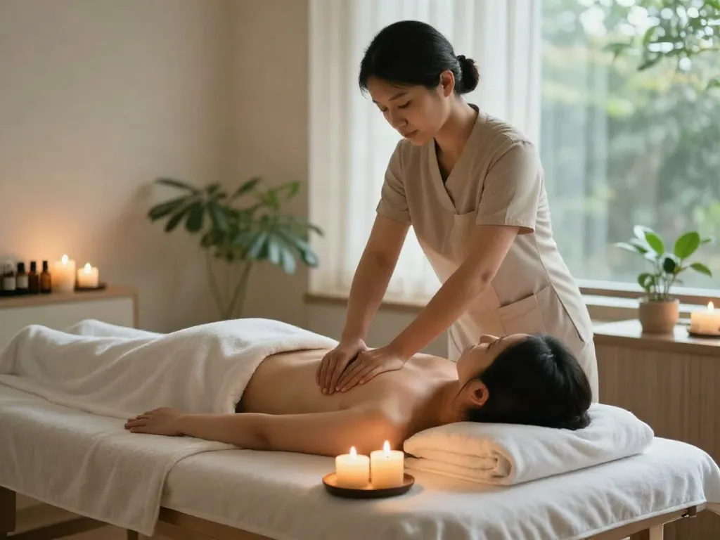 Relaxing 서초출장마사지 therapy being performed in a serene spa setting, enhancing wellness and tranquility.
