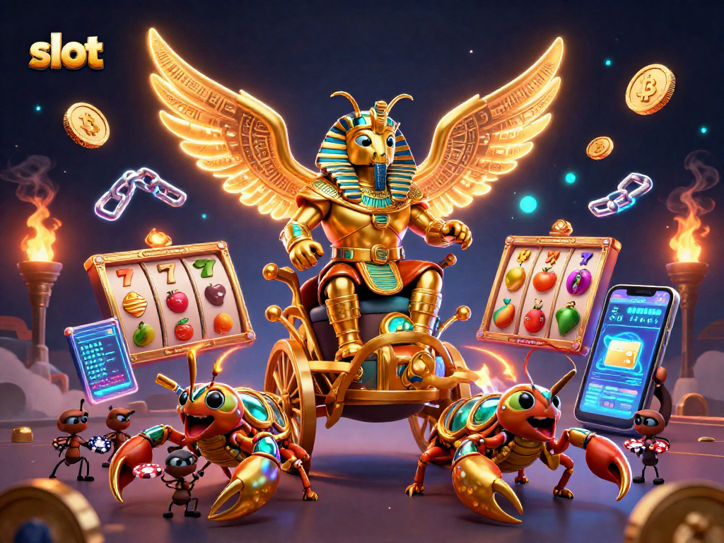 Experience thrilling slot games with vibrant symbols and dynamic casino elements vividly illustrated.