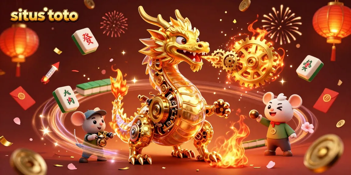 Situs toto shines with a vibrant 3D dragon and exciting casino elements, engaging players with fortune.