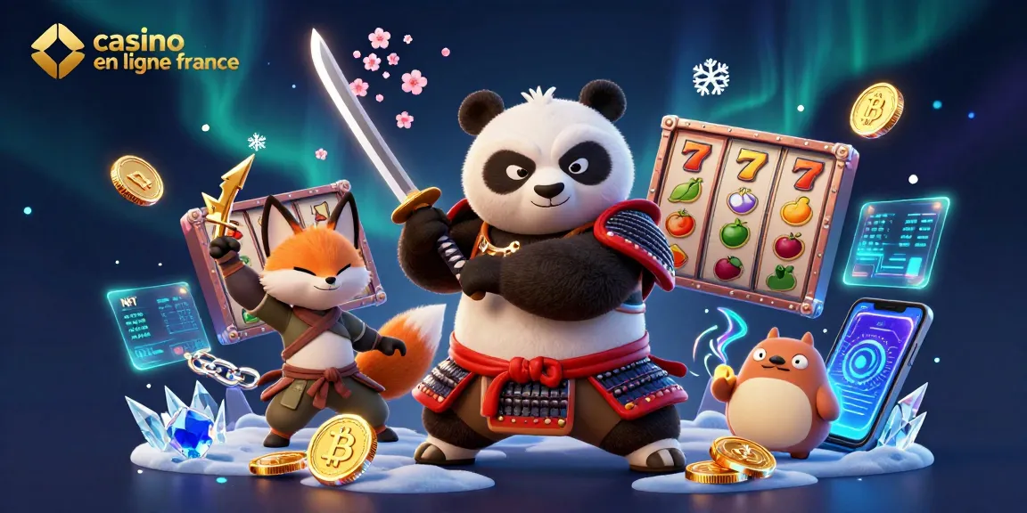 Profitez d'une expérience inoubliable dans un casino en ligne France avec notre panda samouraï et son compagnon.