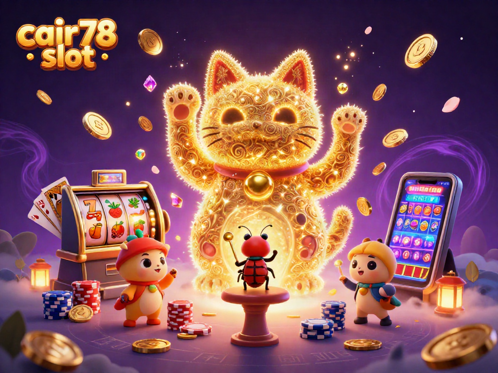 Menangkan permainan dengan cair78 slot, simbol kasino yang menggiurkan dan suasana ceria.
