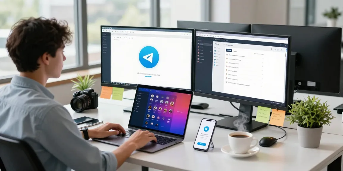 Explore telegramin-cn.com in a modern tech workspace focused on digital communication and collaboration.