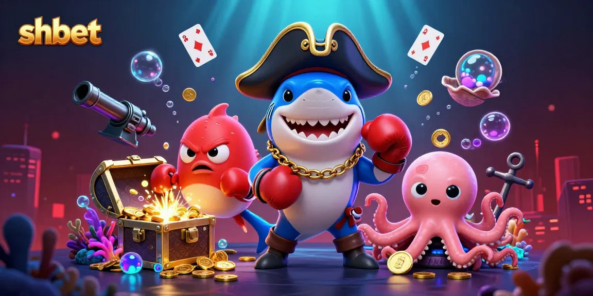 Win big with shbet at a vibrant underwater casino adventure featuring a pirate shark, pufferfish, and octopus!
