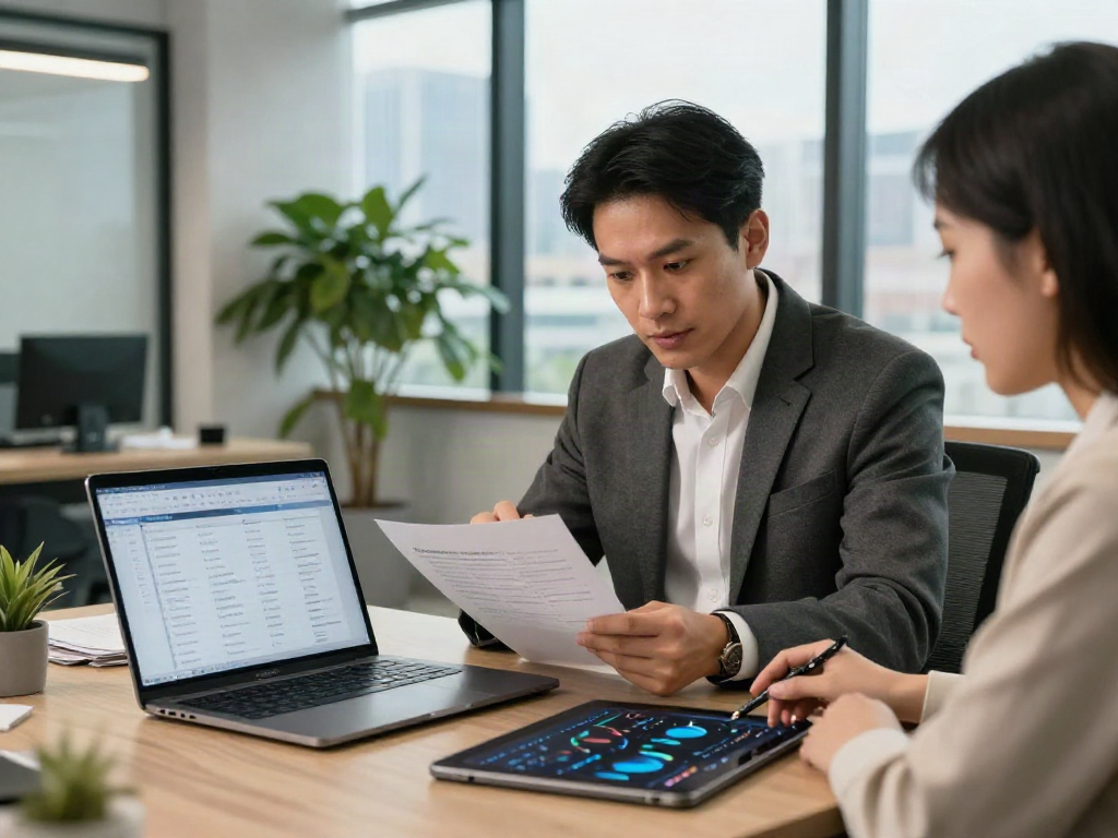 Real estate advisor discussing slot 10k investment strategies with a client in a modern office setting.