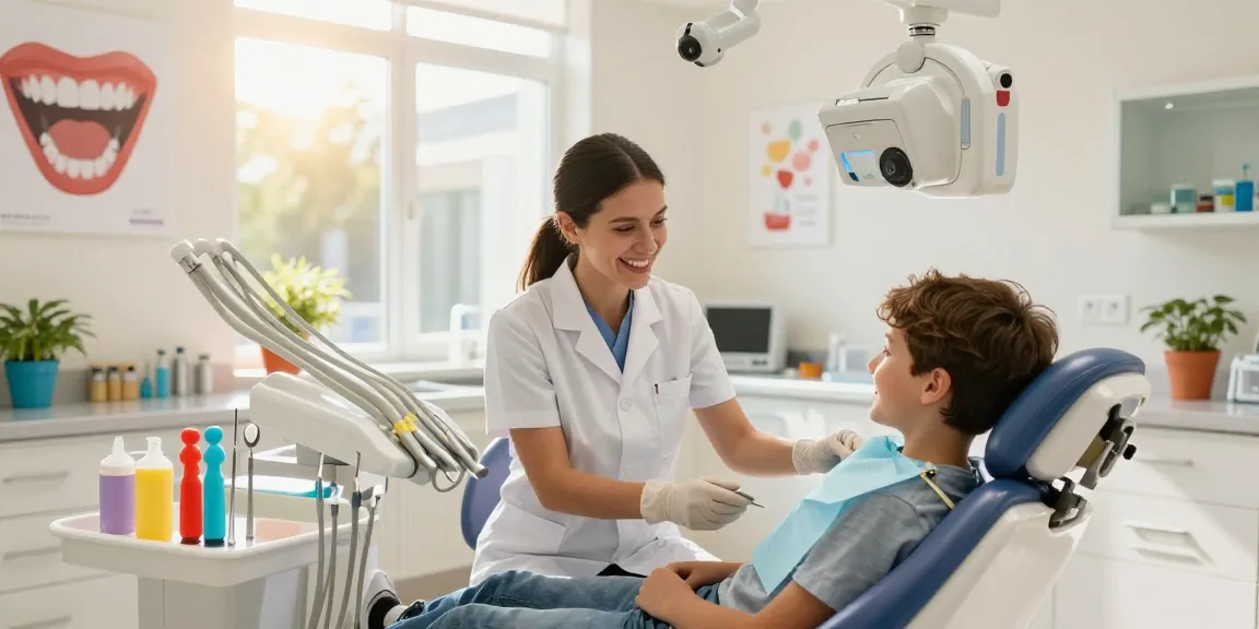 Discover more here: A modern dental clinic scene showcasing a friendly dentist with a patient.