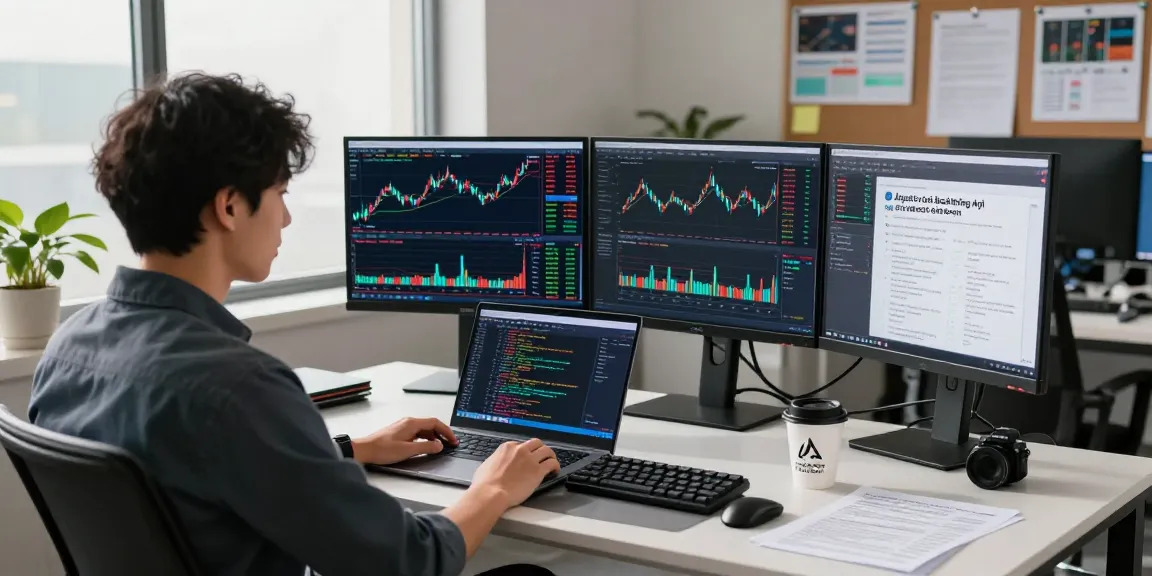 Real-time stock market analysis with Japan stock backtesting API integration in a modern fintech workspace.
