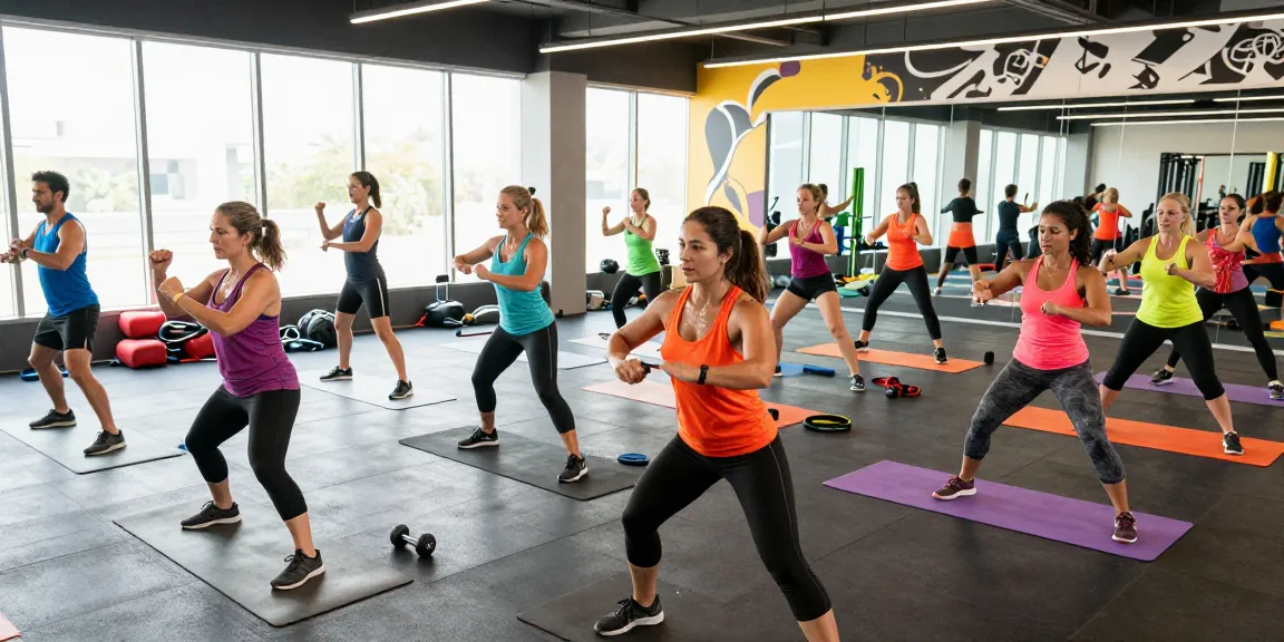 Participants at a NAGA2000 workout session in a vibrant gym.