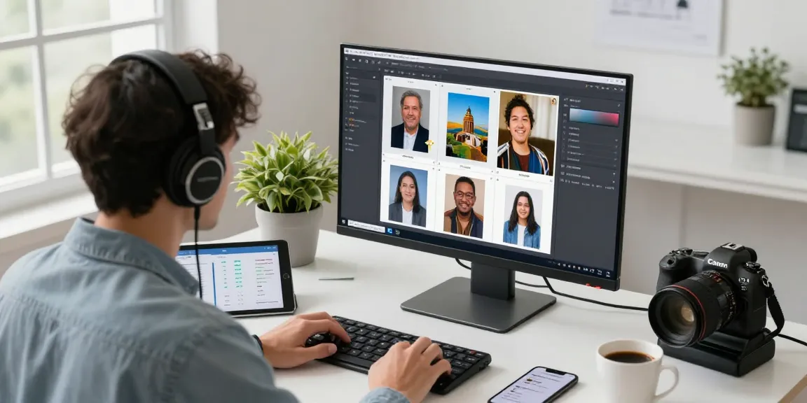 AI image detector analysis workspace with a computer interface displaying AI image checks.
