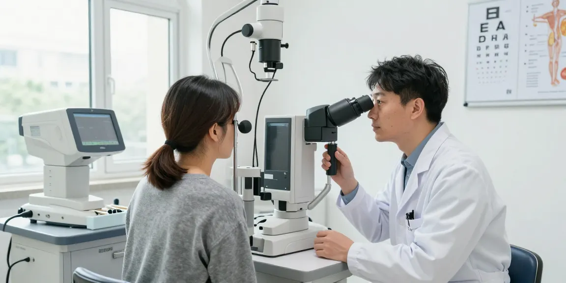 Ophthalmologist performing advanced eye examination at SNU Eye Clinic for lasek bródnowski mapa treatment.