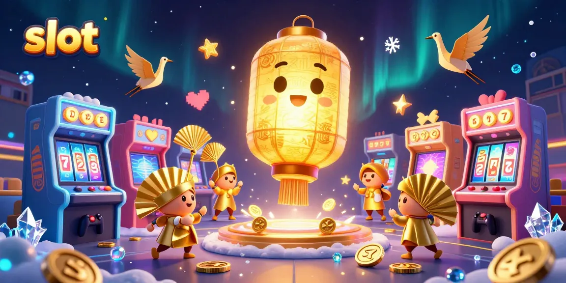 Engage in the slot gaming experience with a vibrant 3D illustration showing lively characters and colorful machines.