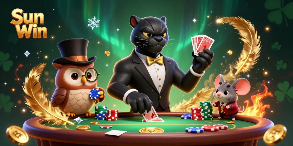Engage in thrilling gameplay at Sun Win with stylish characters at a dynamic casino scene.