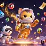 Engage with dinamit4d's vibrant universe featuring a cat astronaut, robot dog, and dynamic lottery elements.