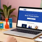 Explore vibrant options to buy Brain Freeze Liquid Incense online, surrounded by colorful product bottles and a laptop.