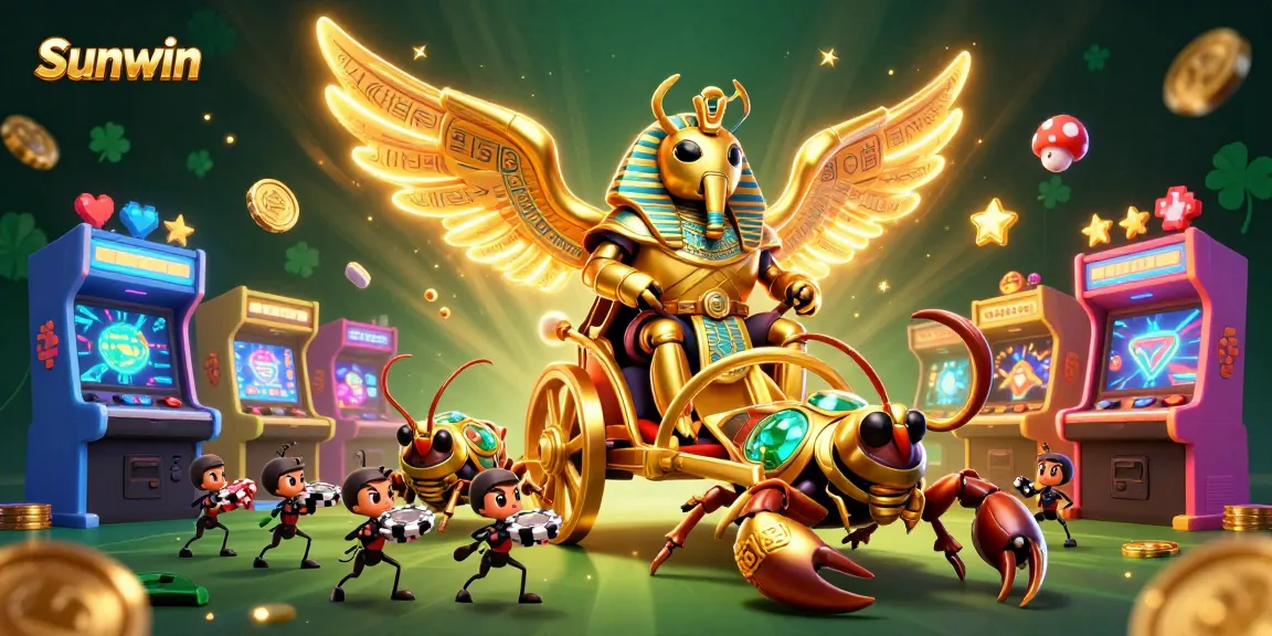 Join the exhilarating thrill of gambling at Sunwin with vibrant casino elements and engaging characters.