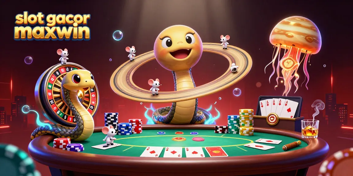 Bermain slot gacor maxwin dengan mesin dan karakter unik dalam ilustrasi 3D yang dinamis.