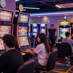 Kudaliar89 menawarkan pengalaman bermain slot gacor dengan suasana kasino modern, pemain merayakan kemenangan.