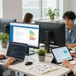 Collaboration in modern office setting while wps下载 tools enhance productivity and creativity.