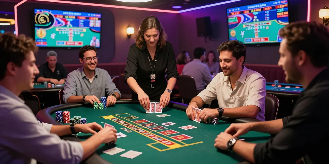 Exciting andar bahar game in a vibrant live casino atmosphere with players and dealer engaged.