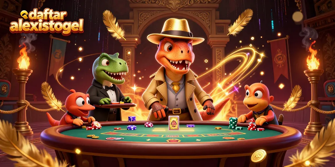 Engage in thrilling gameplay at daftar alexistogel with a unique dinosaur-themed casino scene.
