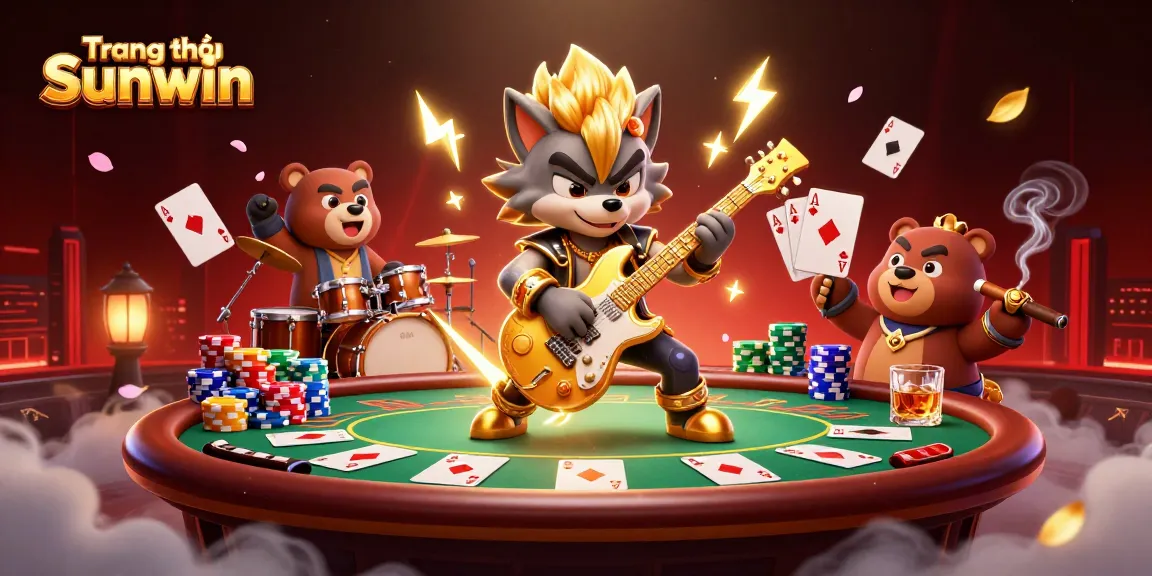 Engage with entertainment at Trang chủ Sunwin featuring a vibrant 3D casino scene with dynamic characters.