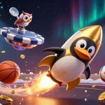Experience the thrill of the Raja game login with a vibrant 3D penguin blasting off to a casino space station.