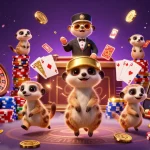 Permainan dadu di dax69 slot dengan meerkat yang berjudi di kasino yang megah