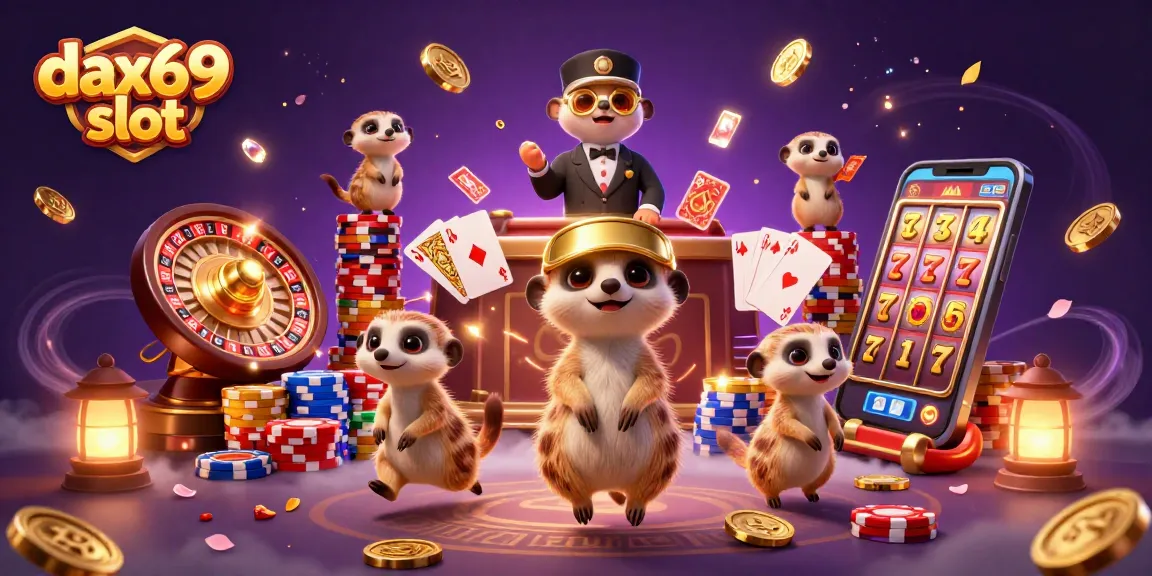 Permainan dadu di dax69 slot dengan meerkat yang berjudi di kasino yang megah