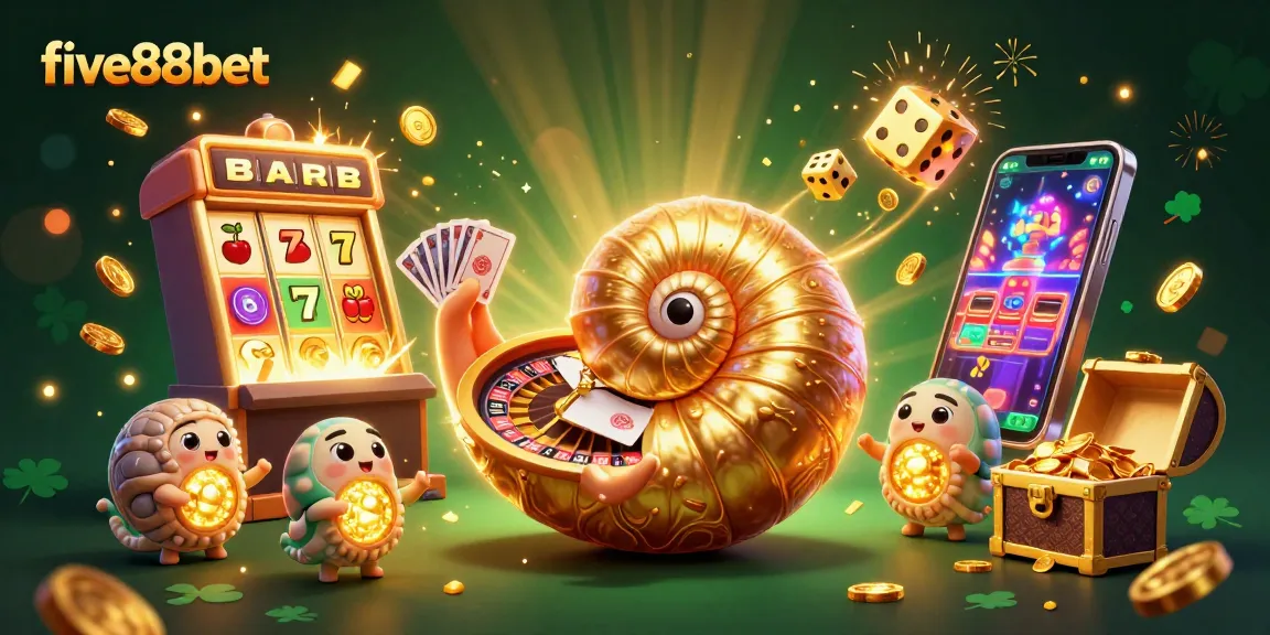 Experience the excitement of five88bet with this vibrant 3D casino illustration showcasing various gaming elements.