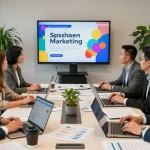 Collaborative team in Spokane marketing agency discussing strategies.