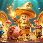 Engage with the bonus new member offer featuring magical treasures and vibrant casino elements.