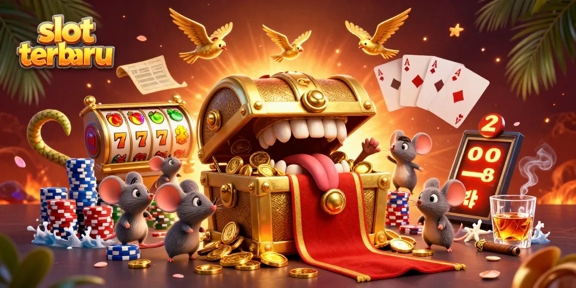 Engage with slot terbaru at a vibrant casino scene featuring spinning reels and treasure.