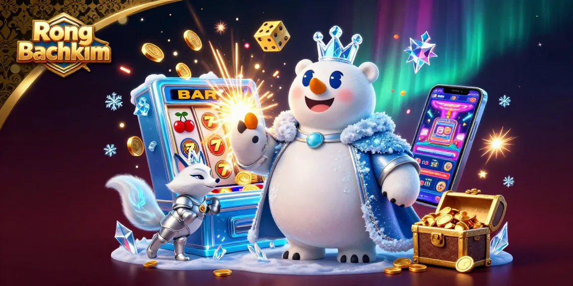 Engage in thrilling gameplay with Rong bachkim featuring an ice king bear and vibrant casino elements.