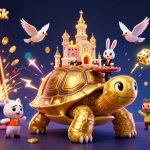 Experience thrilling action at slot-gacor-5k with a golden tortoise casino scene overflowing with coins.